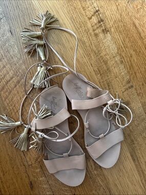 Loeffler Randall Blush Tassel Lace-Up Sandals